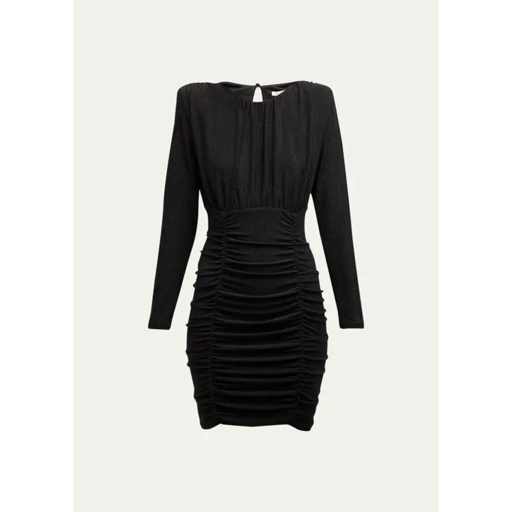 VERONICA BEARD NWT Jeremiah Long-Sleeve Ruched Mini Dress Black Size Large $298 - Picture 7 of 8